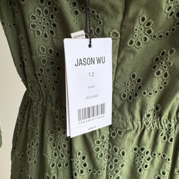 NWT JASON WU Tiered Eyelet Midi Dress in Guac | 12 - Picture 7 of 7